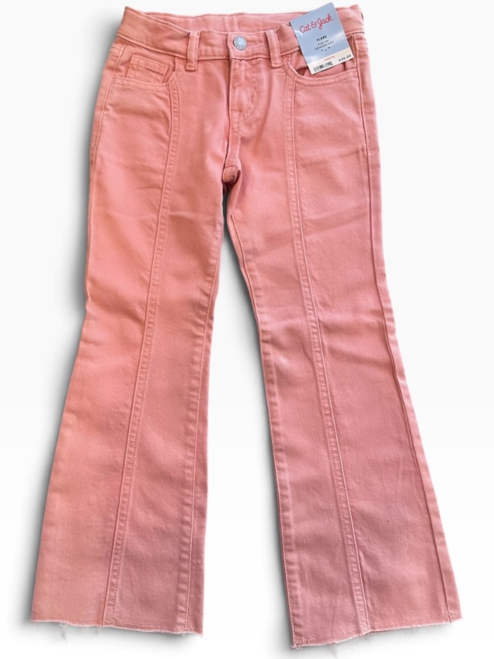 NWT Cat & Jack Girls Pink High Rise Stretch Flare Jeans | Size 7